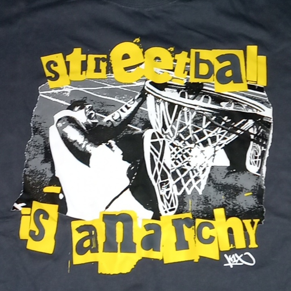NWT K1X Men's Basketball Graphic Tee 'Streetball'  Size M Dark Grey Yellow White - Picture 2 of 2